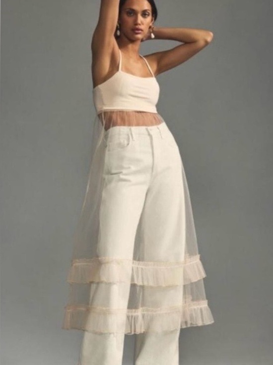 Anthropologie Dresses & Skirts - NWT! Anthropologie Sheer Tulle Maxi Dress Chai Adjustable Straps ~L